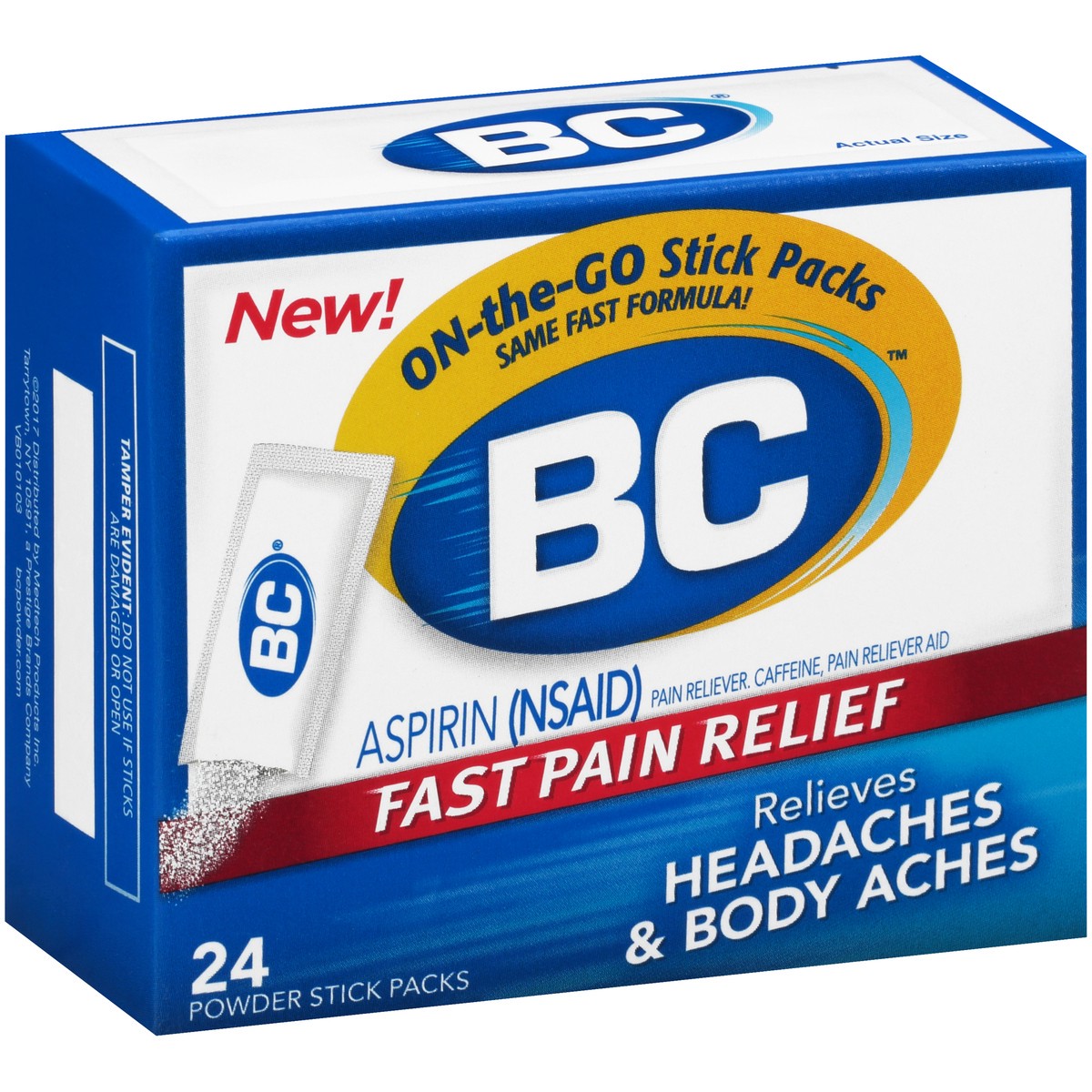 slide 10 of 10, BC Powder Original Strength Pain Reliever, Aspirin Dissolve Packs, 24 Count, 24 ct