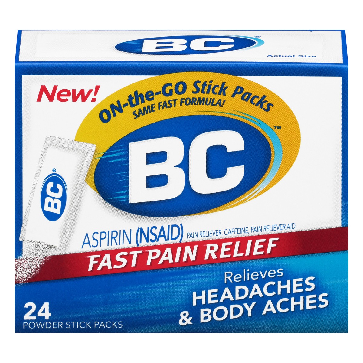 slide 9 of 10, BC Powder Original Strength Pain Reliever, Aspirin Dissolve Packs, 24 Count, 24 ct