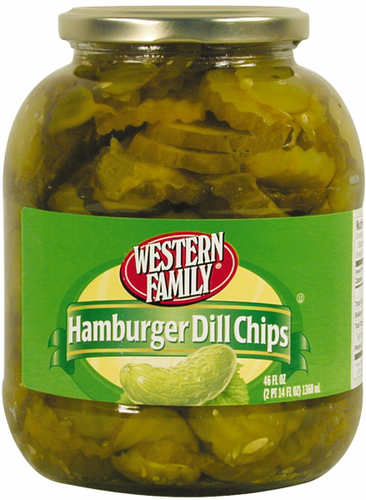 slide 1 of 1, Western Family Hamburger Dill Chips, 46 oz