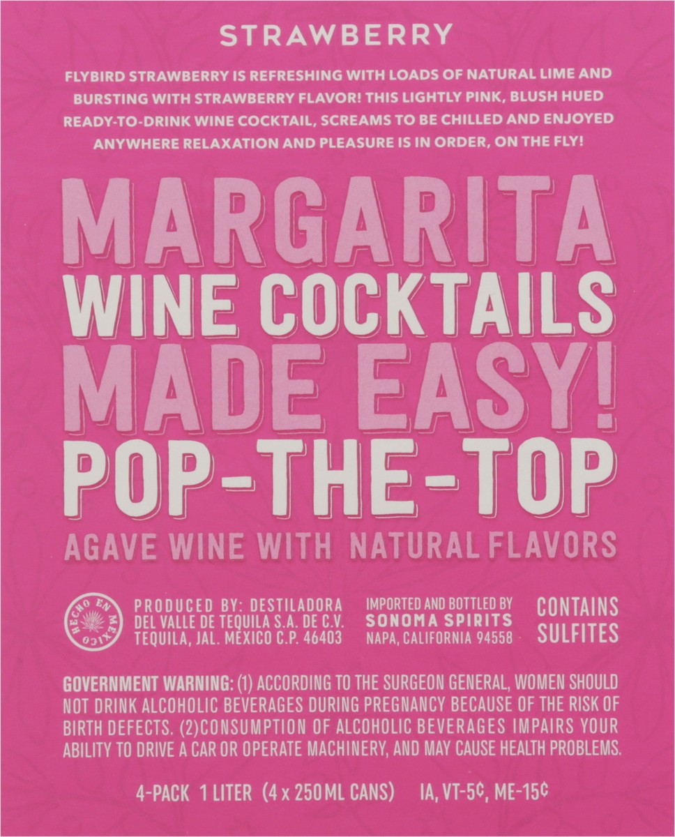slide 5 of 11, Flybird Margarita Strawberry Wine Cocktail 4 - 250 mL Cans, 1 ct