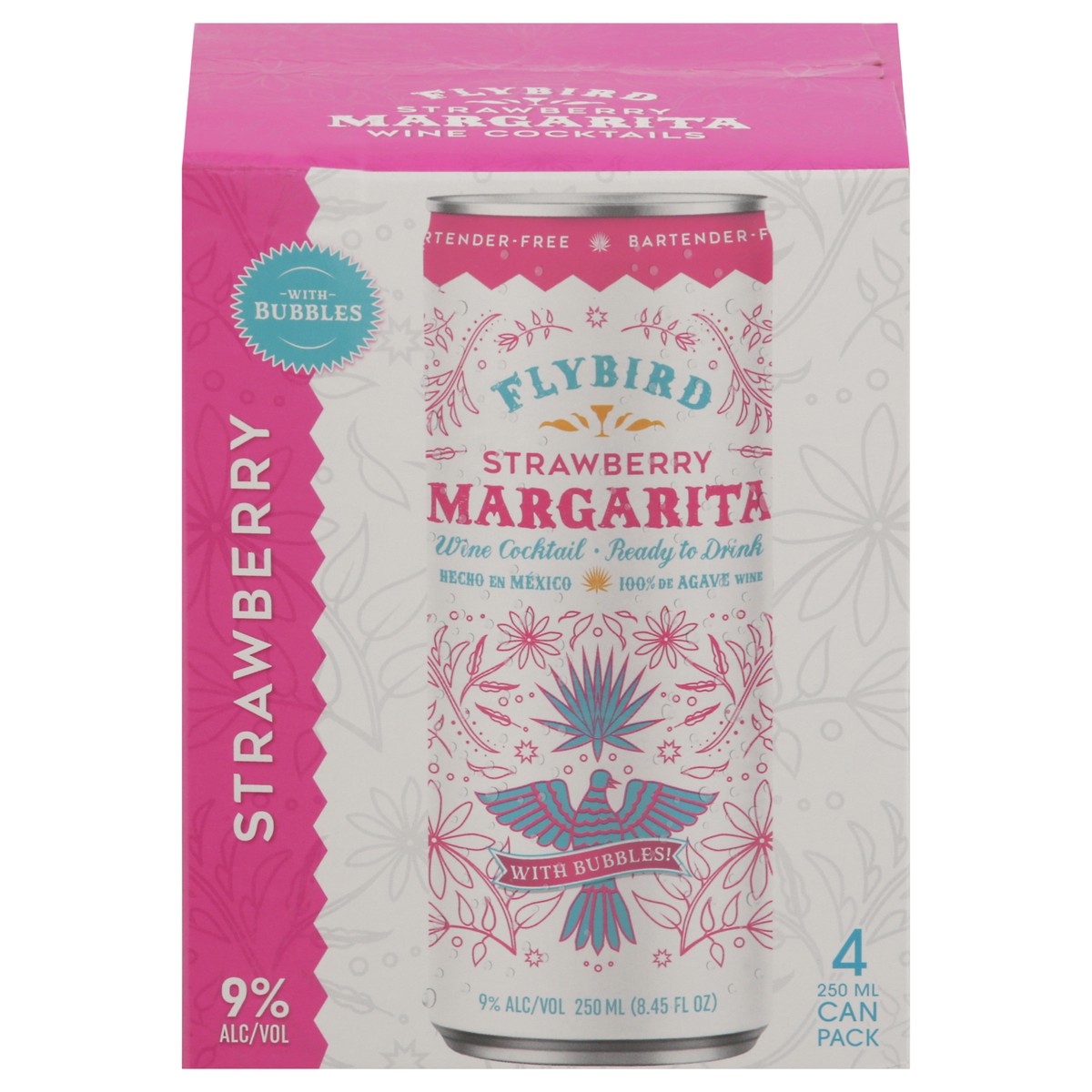 slide 3 of 11, Flybird Margarita Strawberry Wine Cocktail 4 - 250 mL Cans, 1 ct
