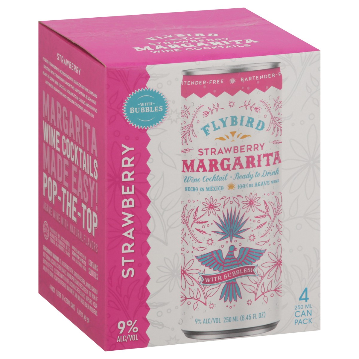 slide 6 of 11, Flybird Margarita Strawberry Wine Cocktail 4 - 250 mL Cans, 1 ct