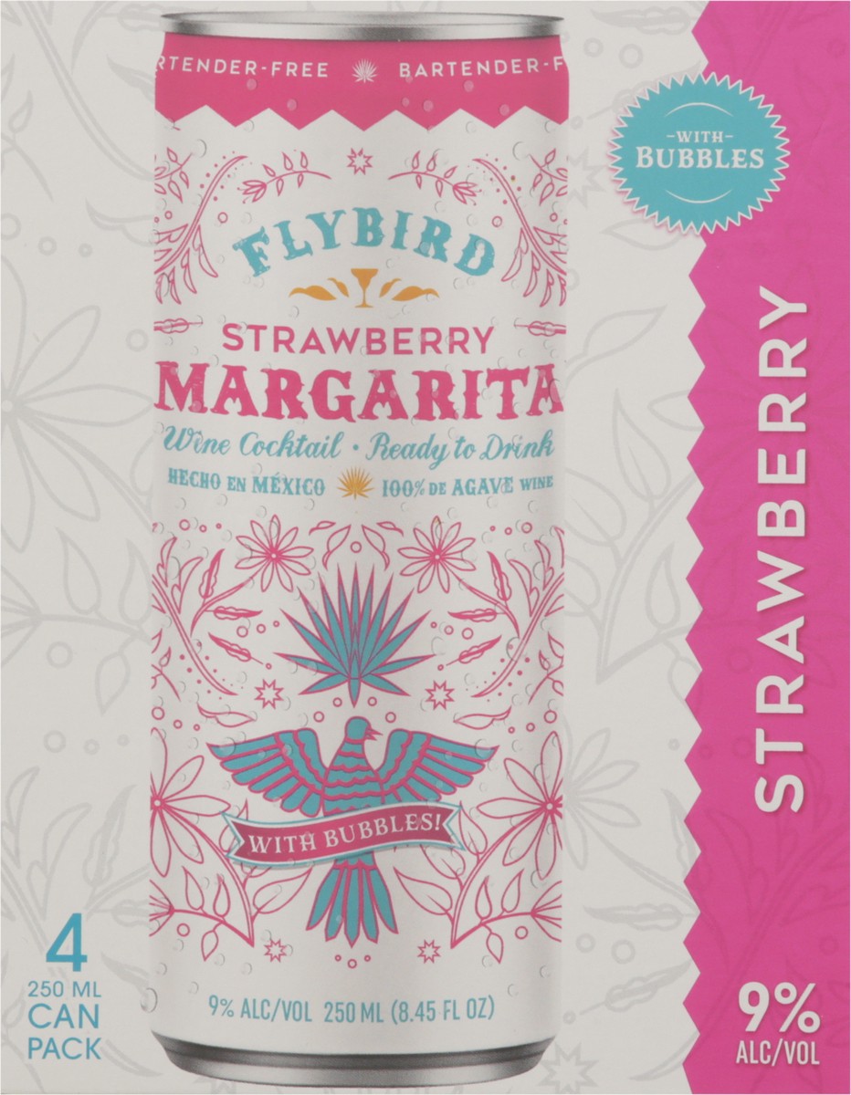 slide 11 of 11, Flybird Margarita Strawberry Wine Cocktail 4 - 250 mL Cans, 1 ct