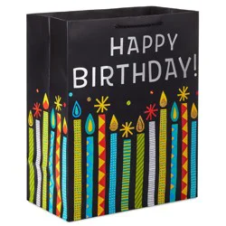 Hallmark Large Gift Bag, Happy Birthday Candles on Black
