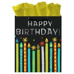Hallmark Large Gift Bag, Happy Birthday Candles on Black