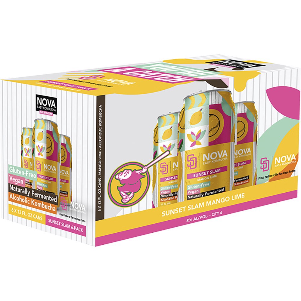 slide 1 of 1, Nova Kombucha Nova Easy Kombucha Sunset Slam, 6 ct; 12 oz