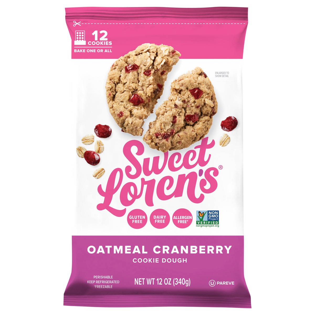 slide 1 of 13, Sweet Loren's Oatmeal Cranberry Cookie Dough 12 oz, 12 ct