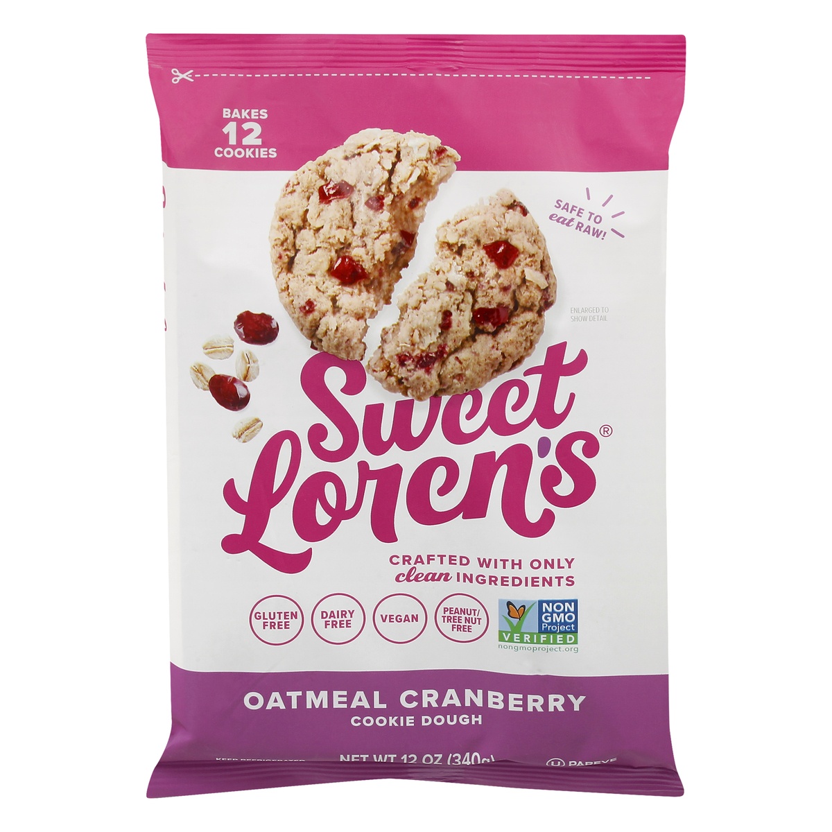 slide 1 of 1, Sweet Loren's Gluten Free Oatmeal Cranberry Cookie Dough, 12 oz