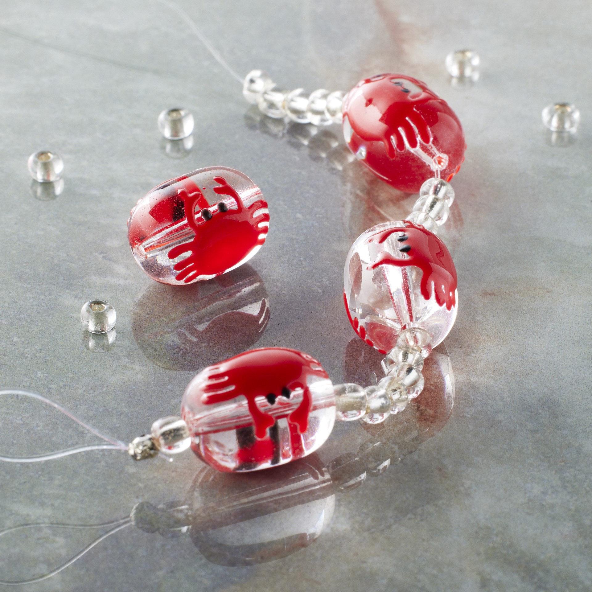 slide 3 of 3, Red Crab Painted Glass Beads By Bead Landing, 15mm x 11mm