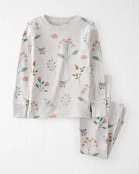 Littleplanet Toddler Organic Cotton Pajamas Set Botanical Butterfly Print 4T