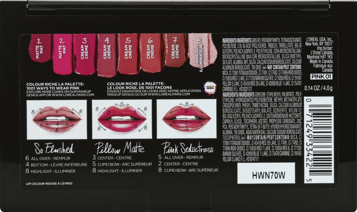 slide 6 of 6, L'Oréal La Palette Lip, Pink, 1 ct