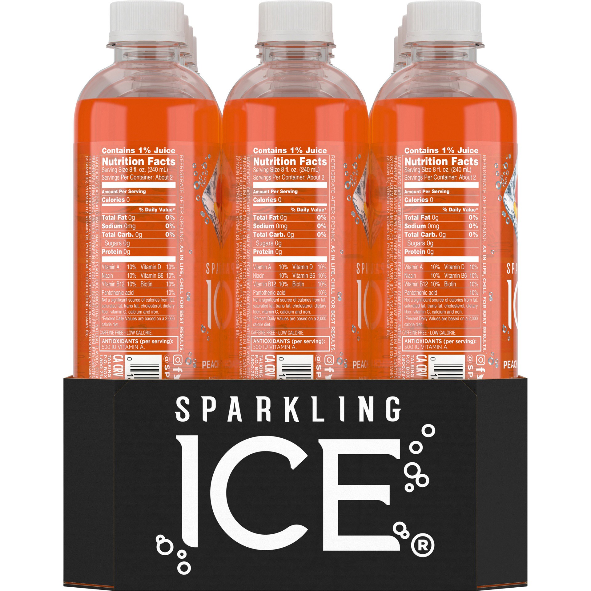 slide 4 of 6, Sparkling ICE Zero Sugar Peach Nectarine Sparkling Water 12 - 17 fl oz Bottles, 12 ct