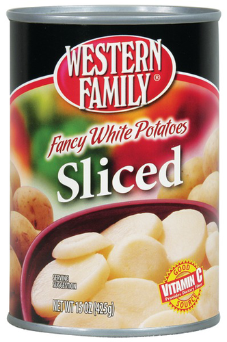 slide 1 of 1, Western Family Fancy White Potatoes Sliced, 15 oz