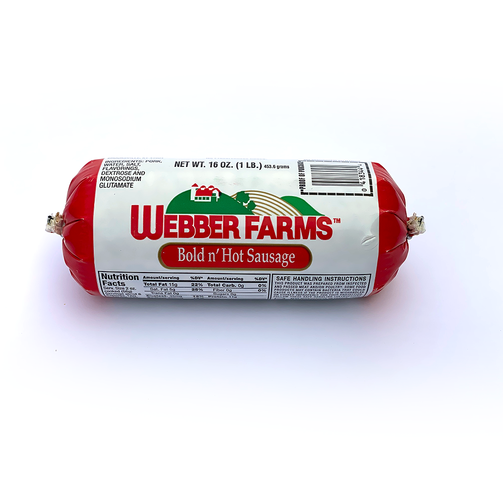 slide 2 of 2, Webber Farms Hot Sausage, 1 lb