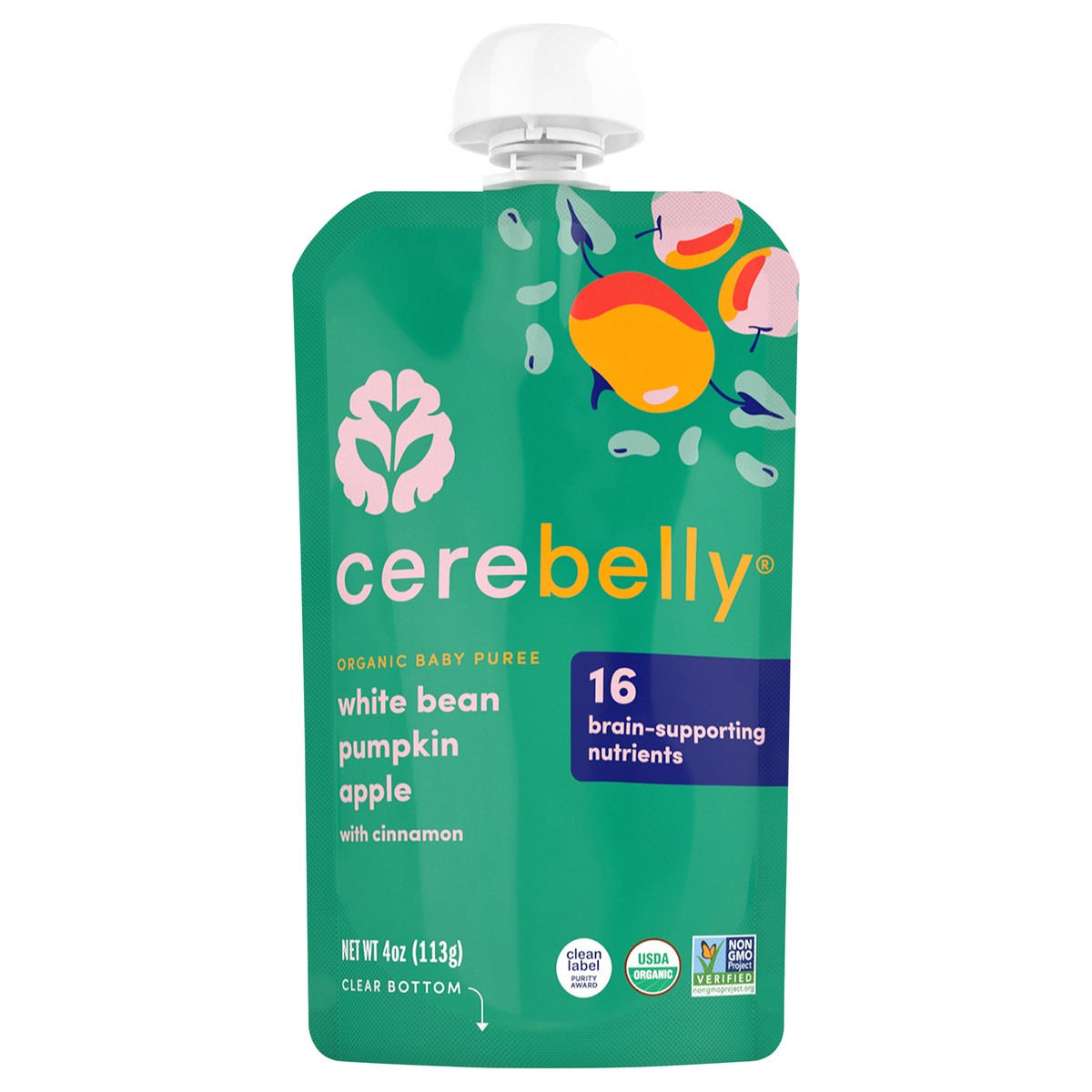 slide 1 of 3, Cerebelly Organic White Bean Pumpkin Apple 4oz, 4 oz