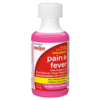 slide 12 of 29, Meijer Children's Pain Reliever Oral Suspension Liquid, Bubble Gum Flavor, Acetaminophen per, Effective, Safe Pain Reliever/Fever Reducer for Children Age 2-11 Years, 160 mg, 5 ml, 4 oz