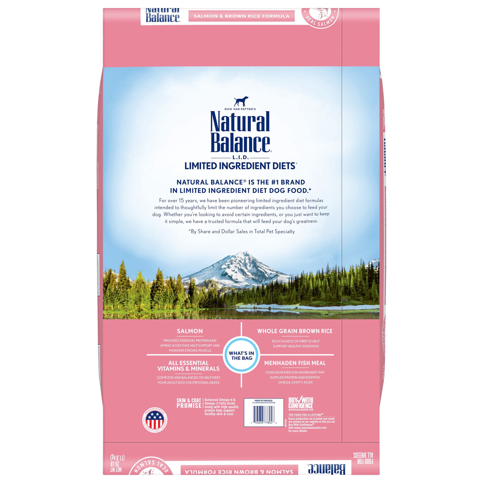 slide 3 of 5, Natural Balance L.I.D. Limited Ingredient Diets Dry Dog Food, 26 Pounds, Salmon & Brown Rice Formula, 26 lb