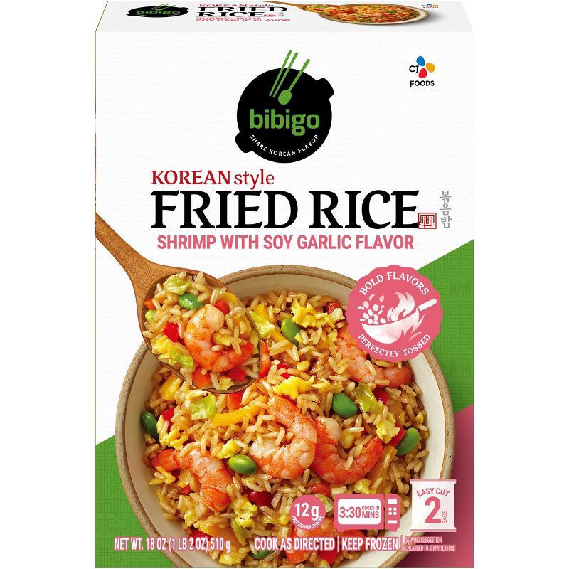 slide 1 of 5, Bibigo Korean Style Fried Rice Shrimp with Soy Garlic, 18 oz