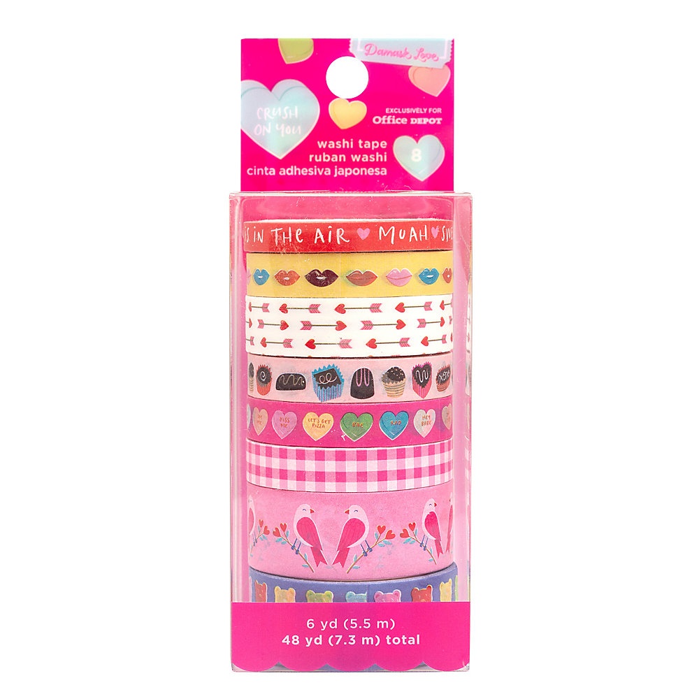 slide 1 of 1, American Crafts Damask Love Valentine's Day Washi Tape Rolls, 6 Yd. Per Roll, Assorted Designs, Pack Of 8 Rolls, 8 ct