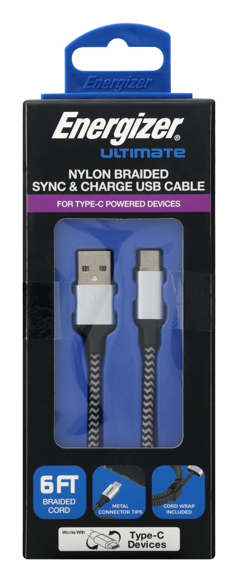 slide 1 of 1, Energizer 6'Braid Usb Cable, 1 ct