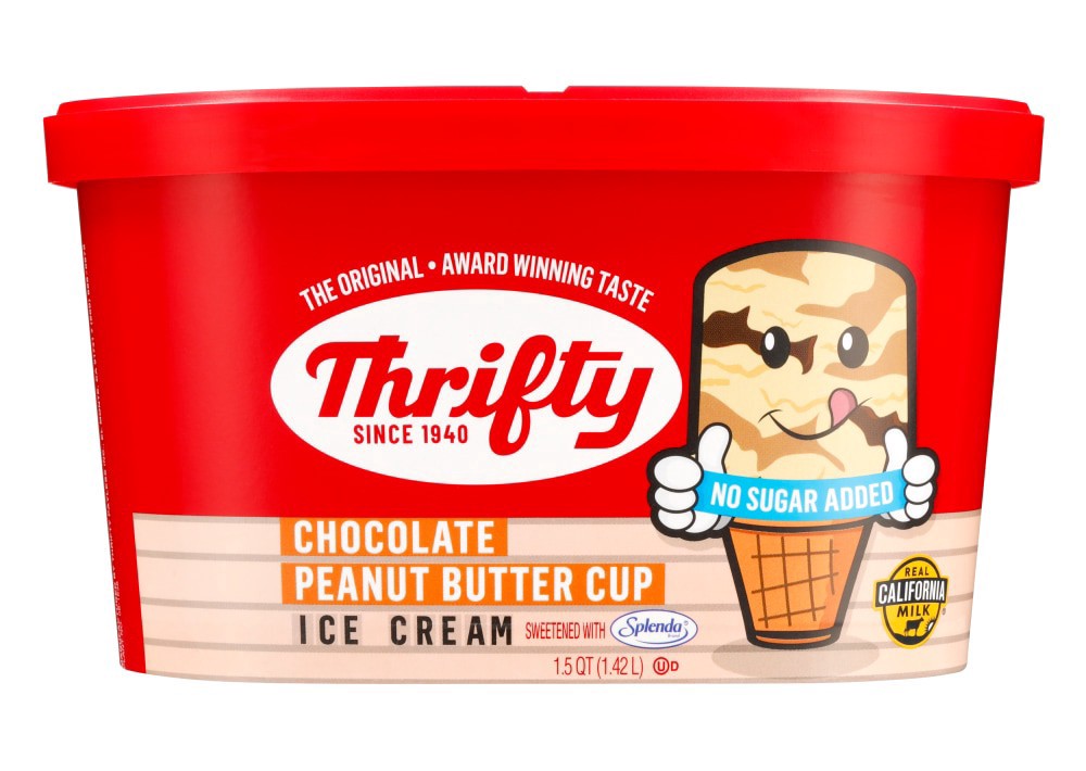 slide 2 of 2, Thrifty Chocolate Peanut Butter Cup Ice Cream Tub, 48 oz