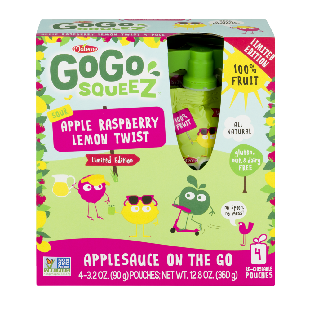 slide 1 of 1, GoGo squeeZ Sour Apple Raspberry Lemon Twist Applesauce On The Go, 12.8 oz