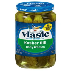 Vlasic Kosher Dill Baby Whole Pickles, Keto Friendly, 24 fl. oz.