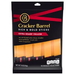 Cracker Barrel Rich & Bold Extra Sharp Yellow Cheddar Snack Cheese Sticks