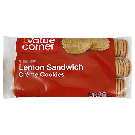 slide 1 of 1, Value Corner Cookies Sandwich Creme Lemon, 32 oz