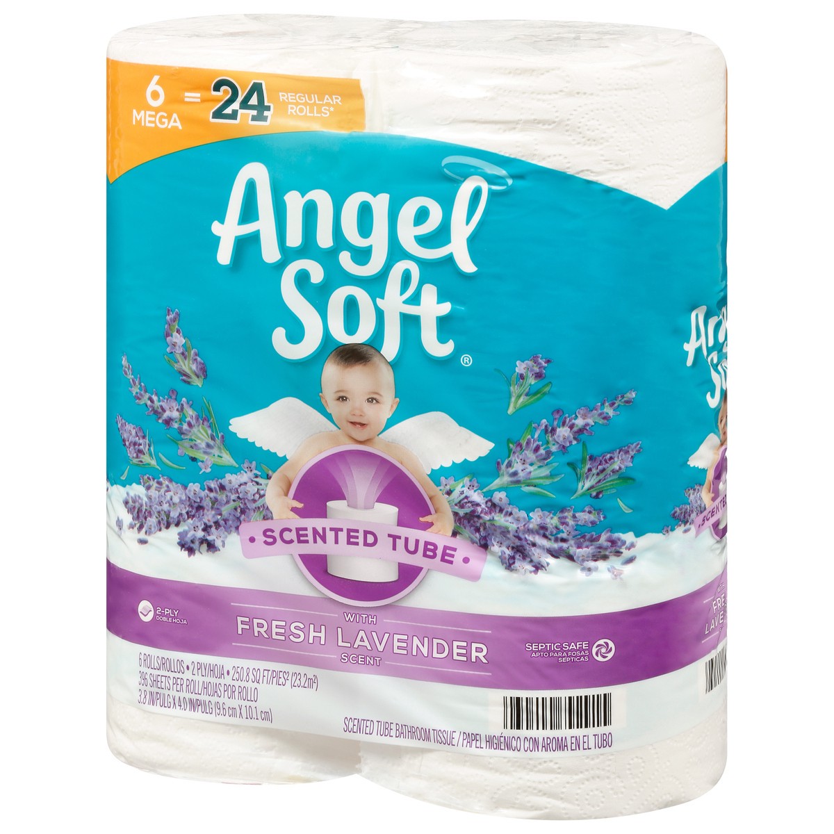 slide 2 of 11, Angel Soft 2-Ply Mega Rolls Scented Tube Fresh Lavender Scent Bathroom Tissue 6 ea, 6 ct