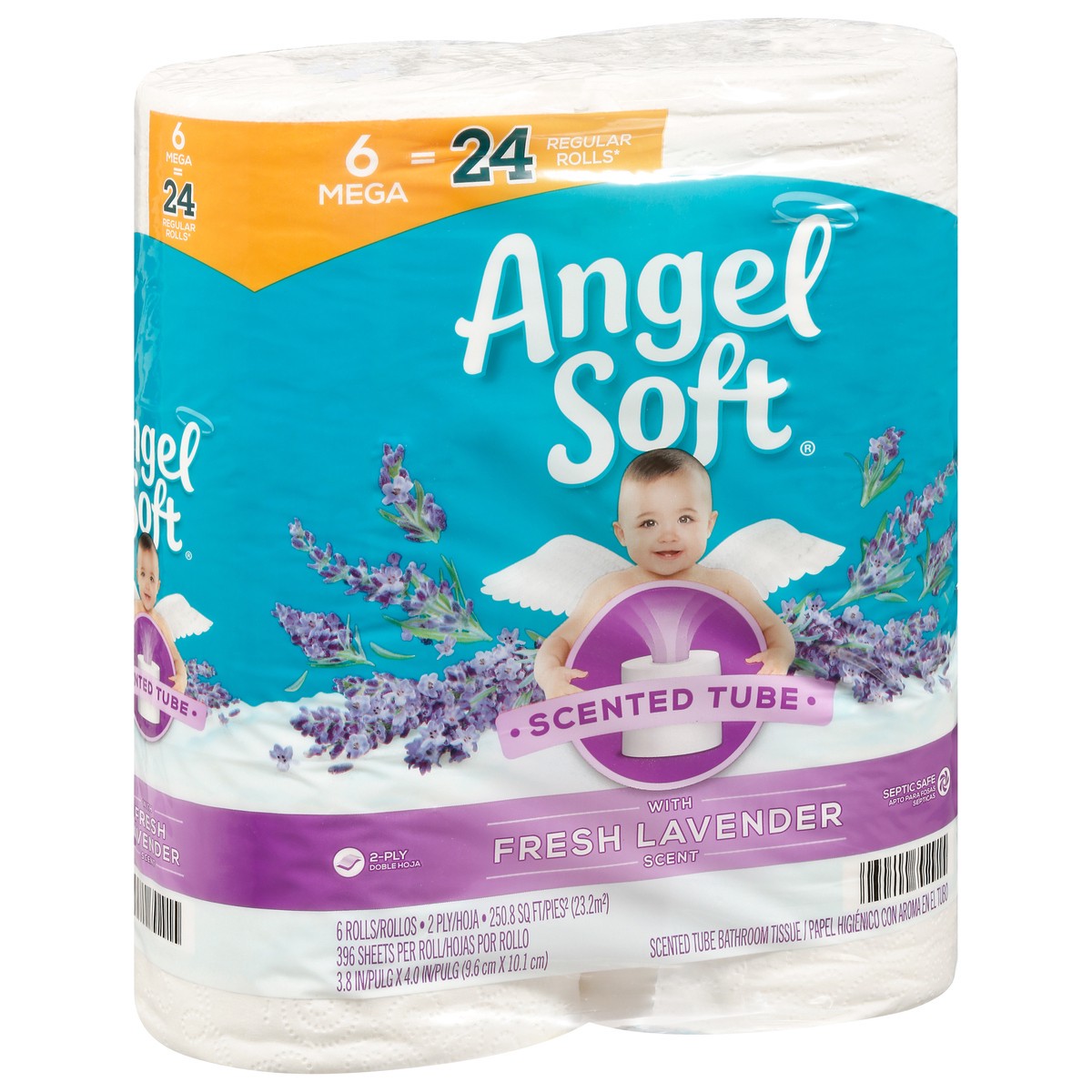 slide 5 of 11, Angel Soft 2-Ply Mega Rolls Scented Tube Fresh Lavender Scent Bathroom Tissue 6 ea, 6 ct