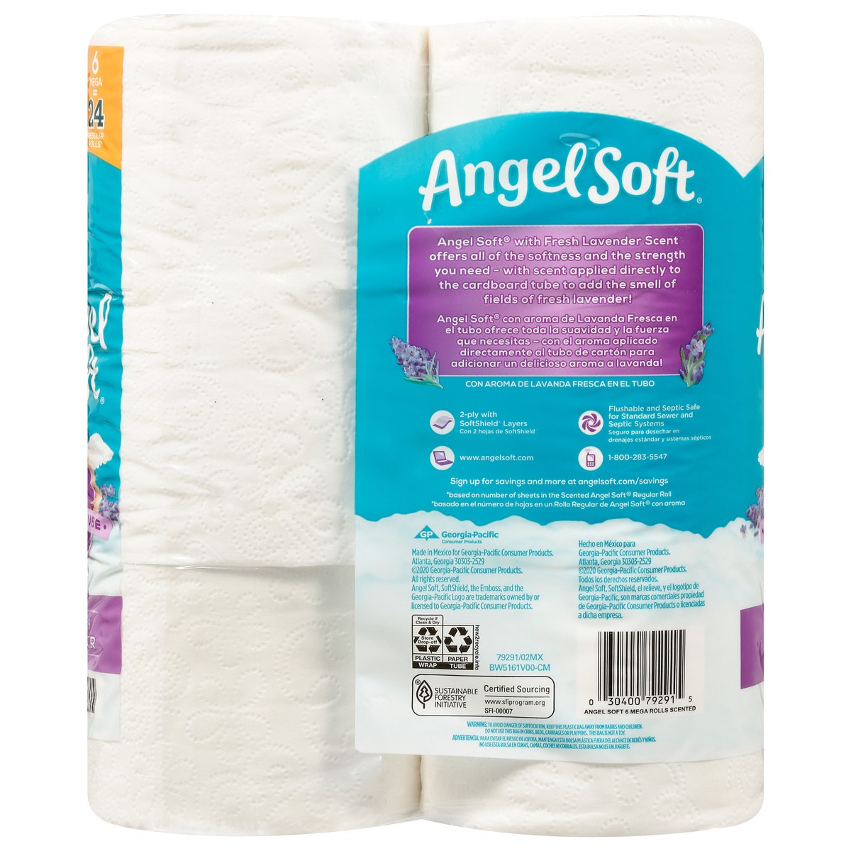 slide 8 of 11, Angel Soft 2-Ply Mega Rolls Scented Tube Fresh Lavender Scent Bathroom Tissue 6 ea, 6 ct