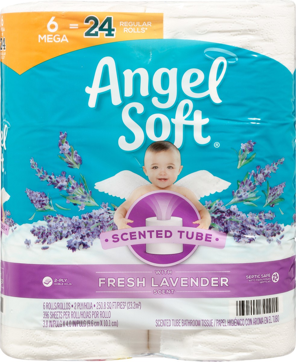 slide 11 of 11, Angel Soft 2-Ply Mega Rolls Scented Tube Fresh Lavender Scent Bathroom Tissue 6 ea, 6 ct