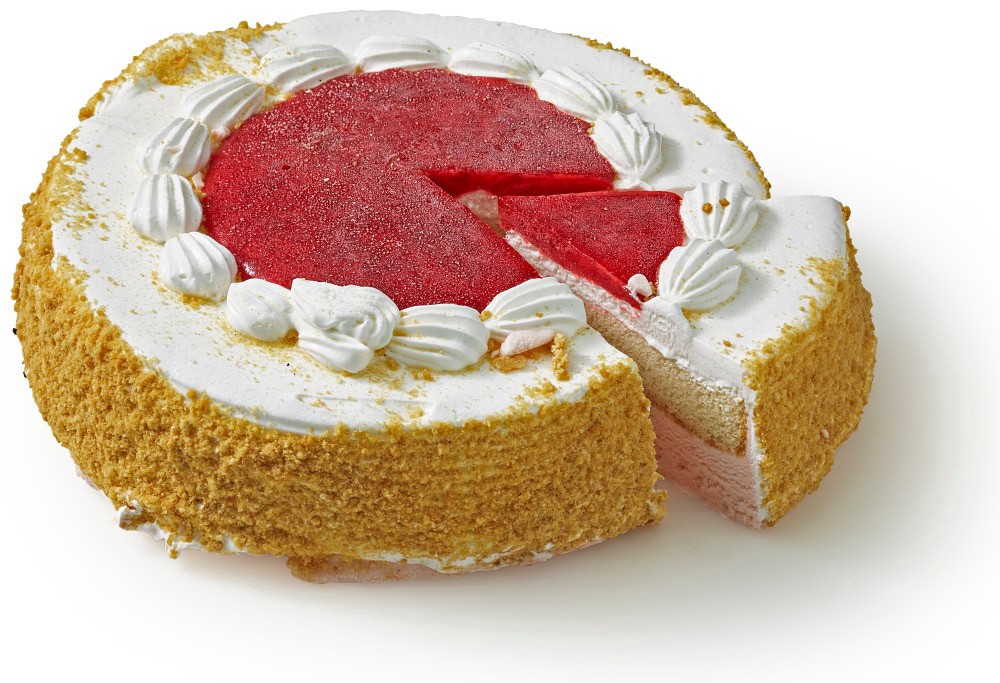 slide 3 of 3, Bakery Fresh Strawberries and Crème Ice Cream Cake, 27.5 oz