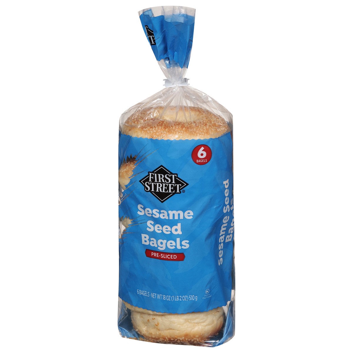 slide 2 of 13, First Street Sesame Seed Bagels, 18 oz