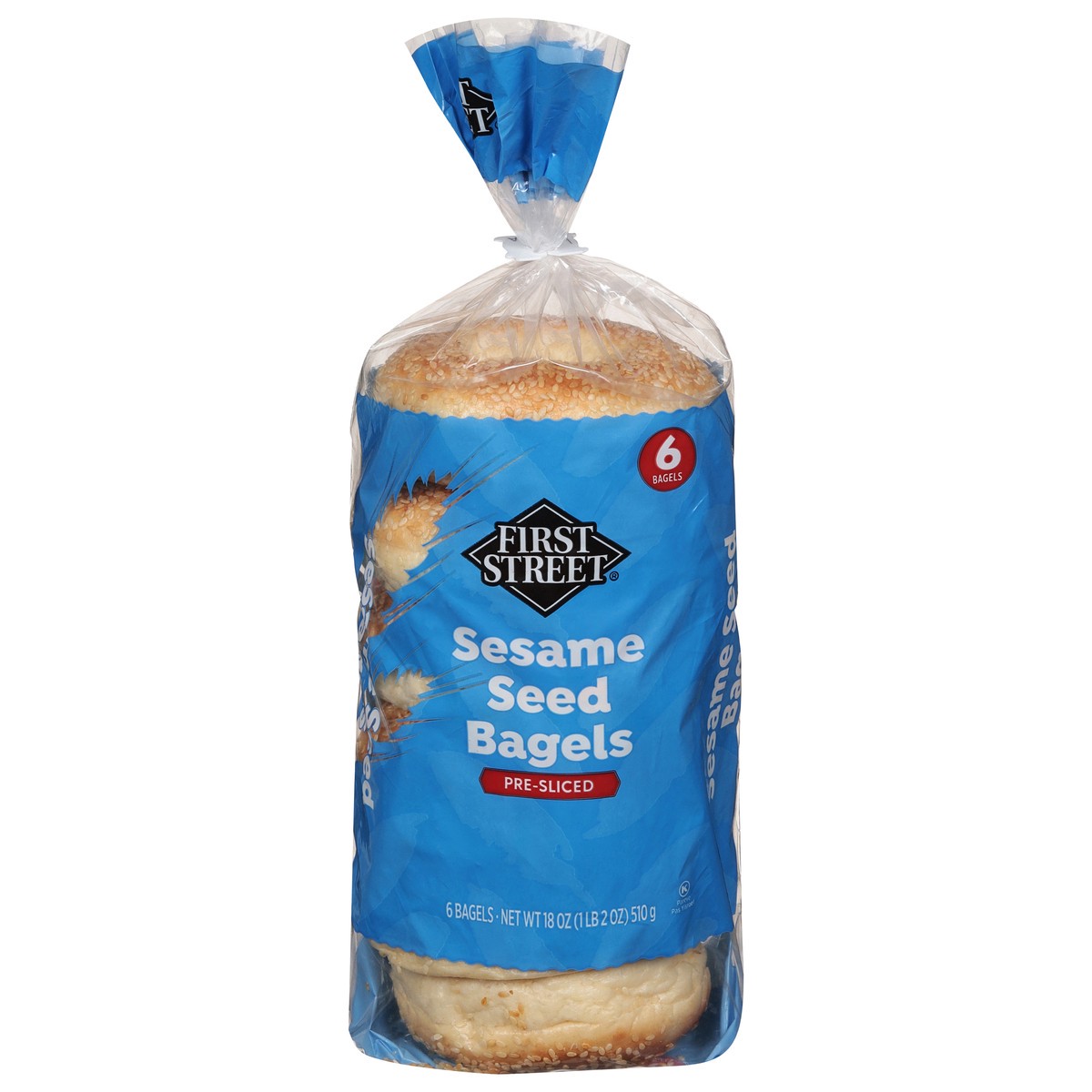 slide 5 of 13, First Street Sesame Seed Bagels, 18 oz