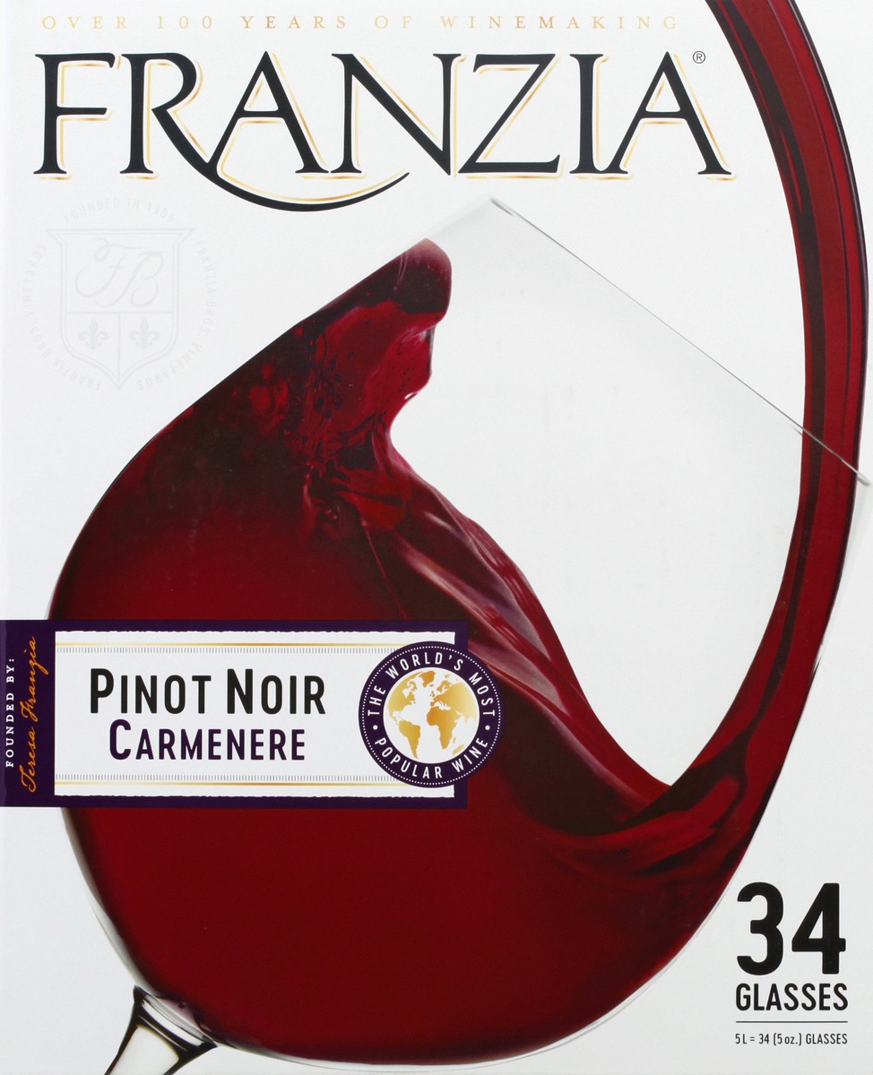 slide 6 of 7, Franzia Pinot Noir / Carmenere Red Wine, 5 liter