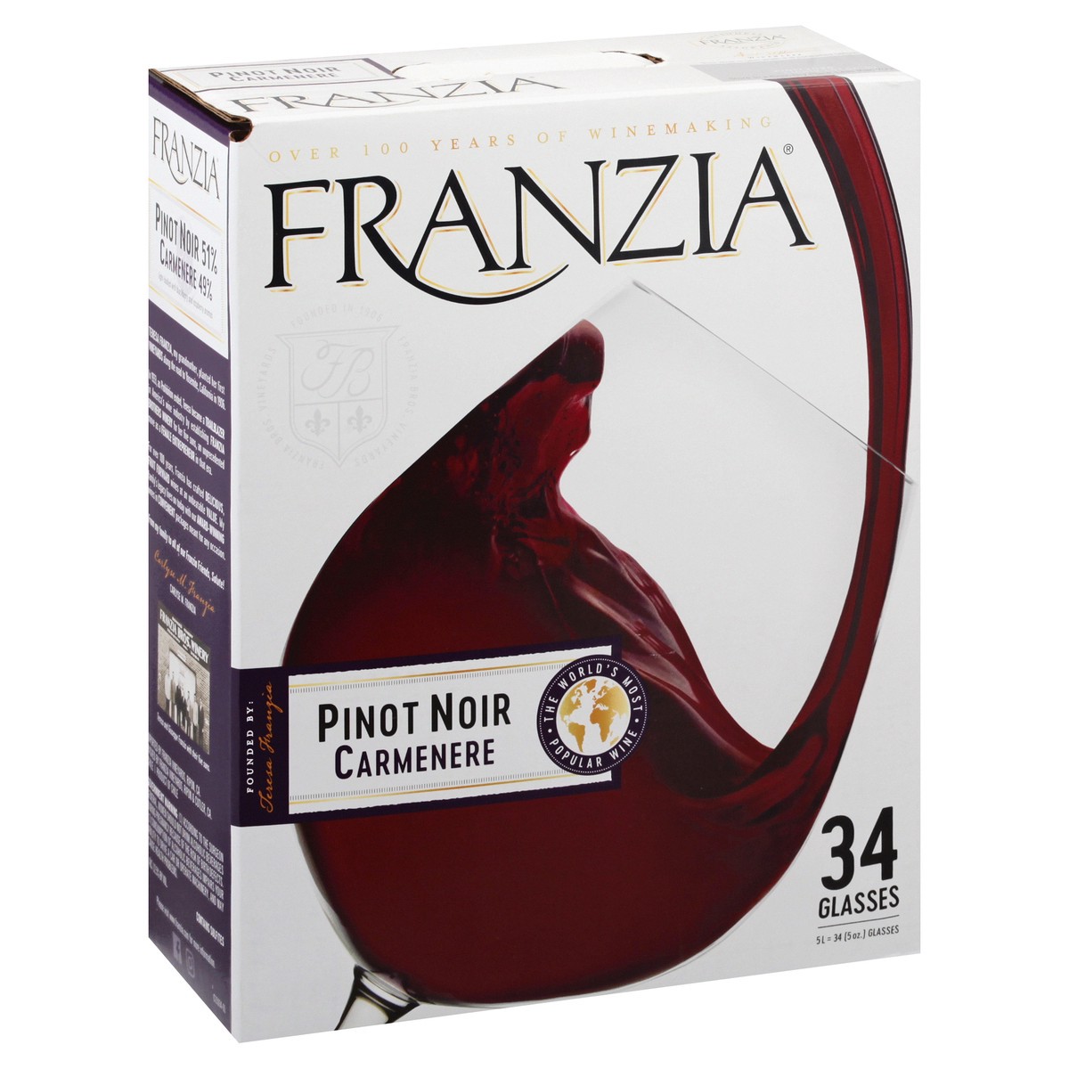 slide 7 of 7, Franzia Pinot Noir / Carmenere Red Wine, 5 liter