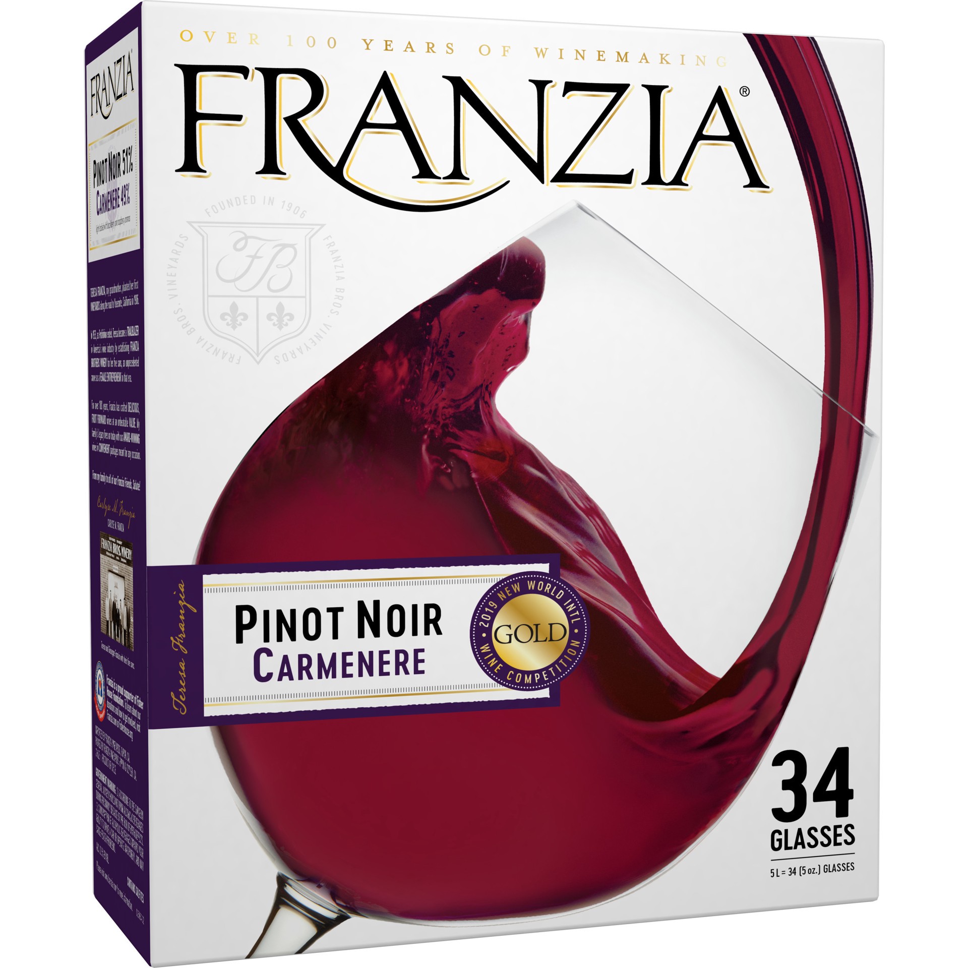 slide 1 of 7, Franzia Pinot Noir, 5 liter