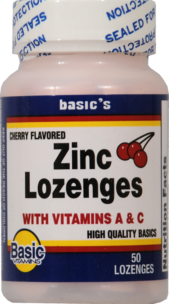 slide 1 of 1, Basic Cherry Flavored Zinc With Vitamin A & C Lozenges, 50 ct