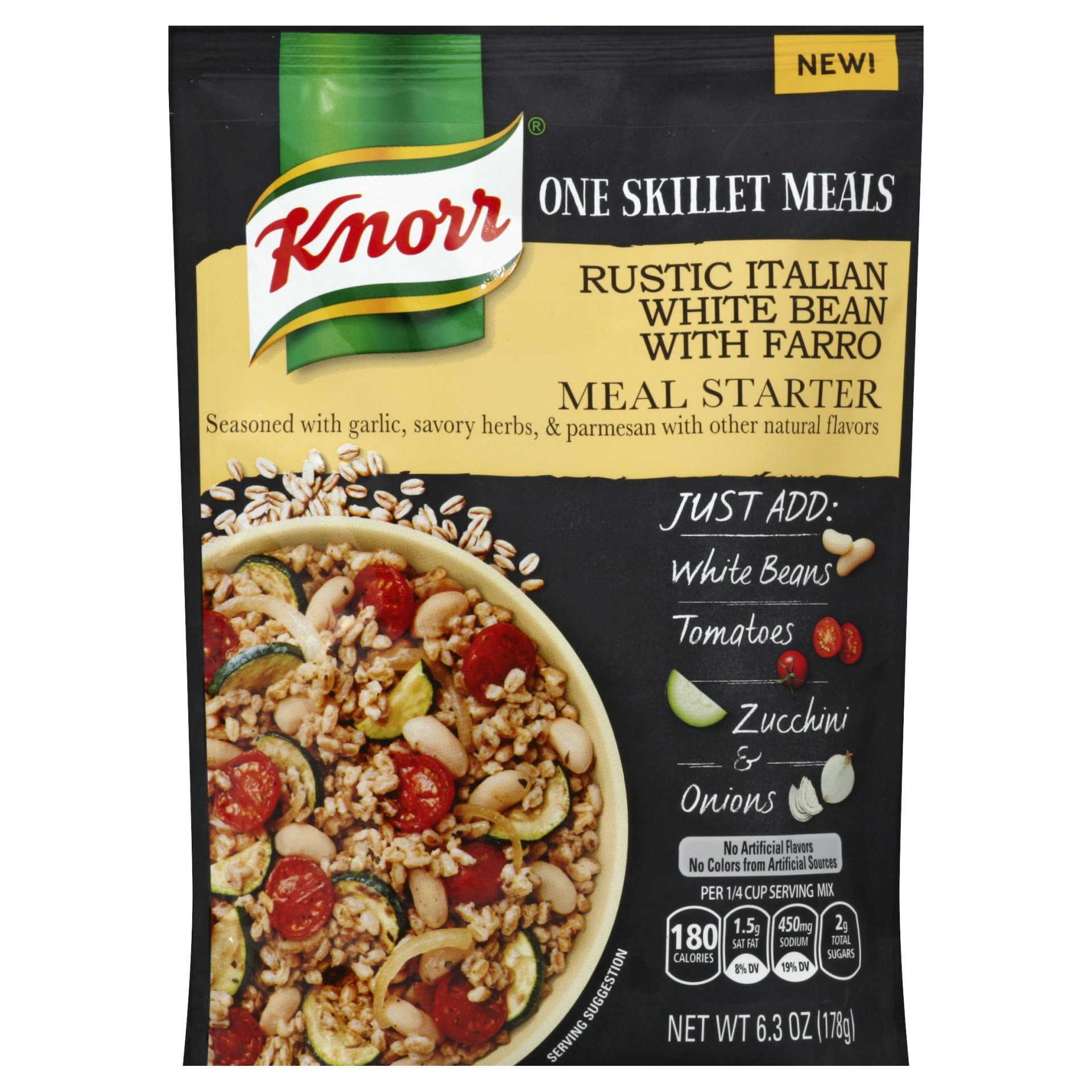 slide 1 of 1, Knorr One Skillet Meals Rustic Italian White Bean Farro Meal Starter, 6.3 oz