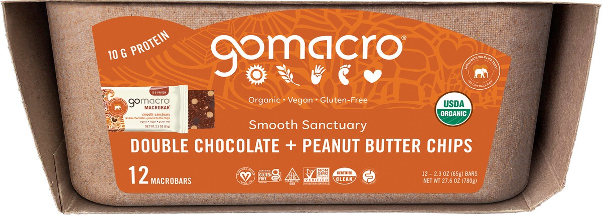 slide 10 of 11, GoMacro Double Chocolate + Peanut Butter Chips MacroBar Tray - 12 ct, 12 ct