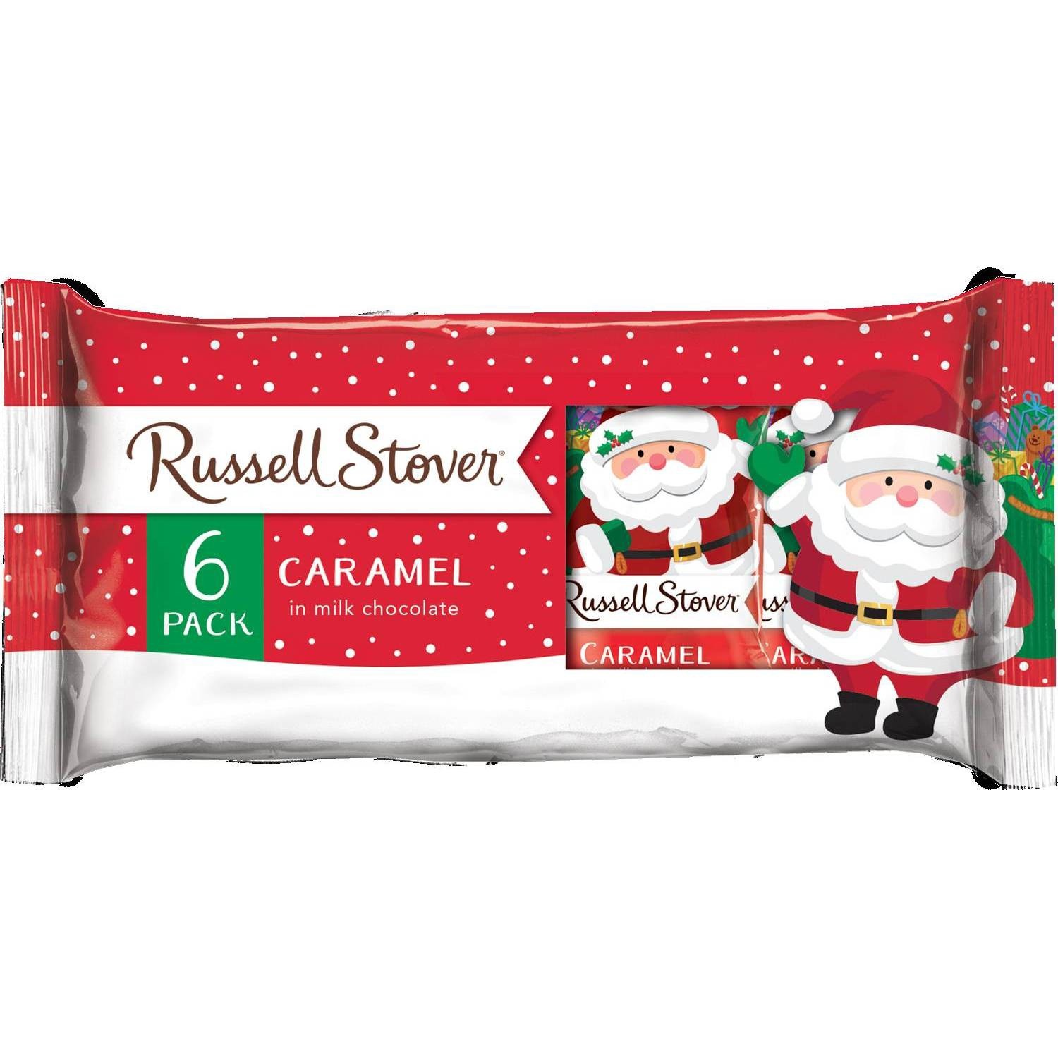 slide 1 of 1, Russell Stover Caramel Chocolate Santas Holiday Chocolates, 6 ct; 6 oz