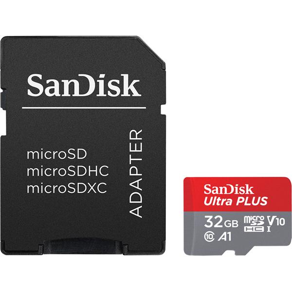 slide 1 of 1, SanDisk Ultra PLUS microSDHC UHS-I Card with Adapter 32GB, 1 ct