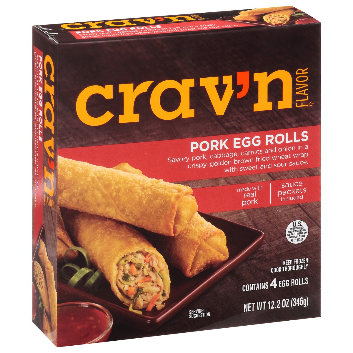 slide 10 of 11, Crav'n Flavor Pork Egg Rolls, 12.2 oz