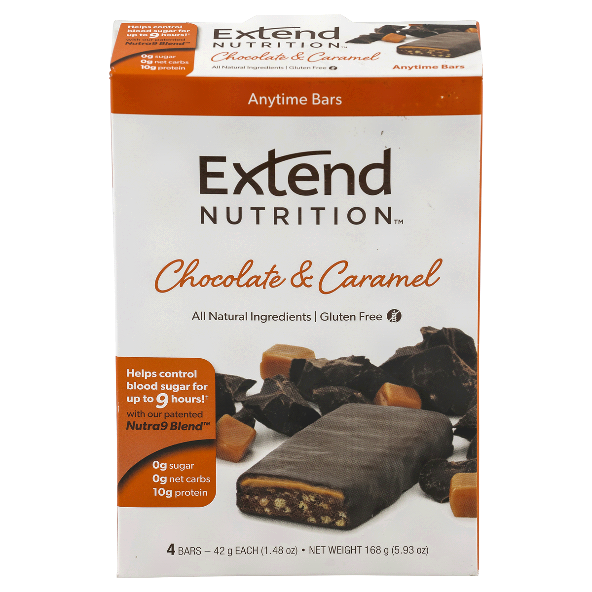 slide 1 of 1, Extend Chocolate & Caramel Bars, 4 ct