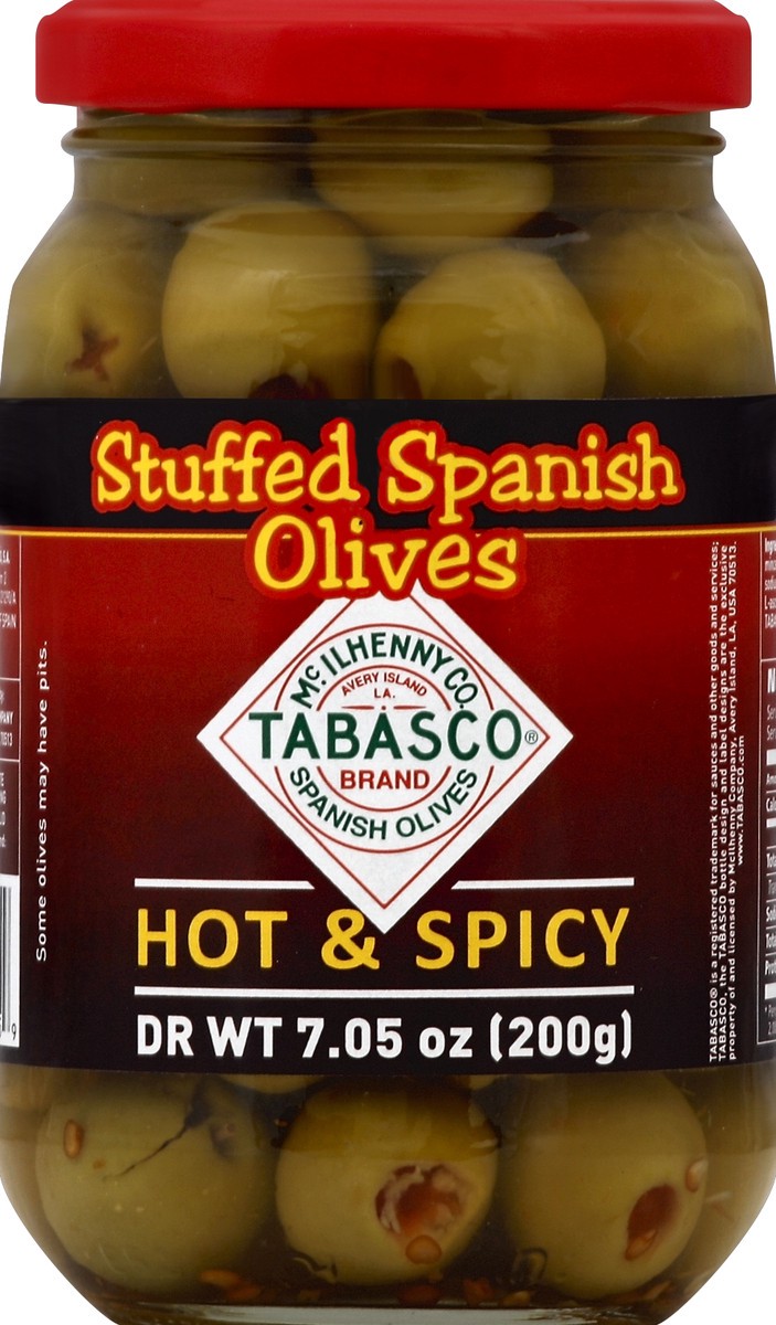 slide 2 of 2, Tabasco Hot & Spicy Stuffed Spanish Olives, 7.05 oz