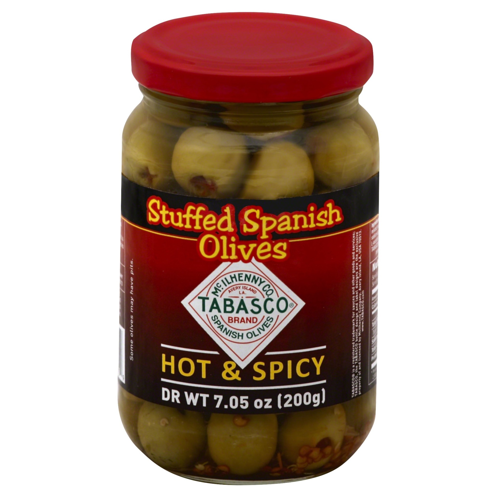 slide 1 of 6, Tabasco Hot & Spicy Stuffed Spanish Olives, 7.05 oz