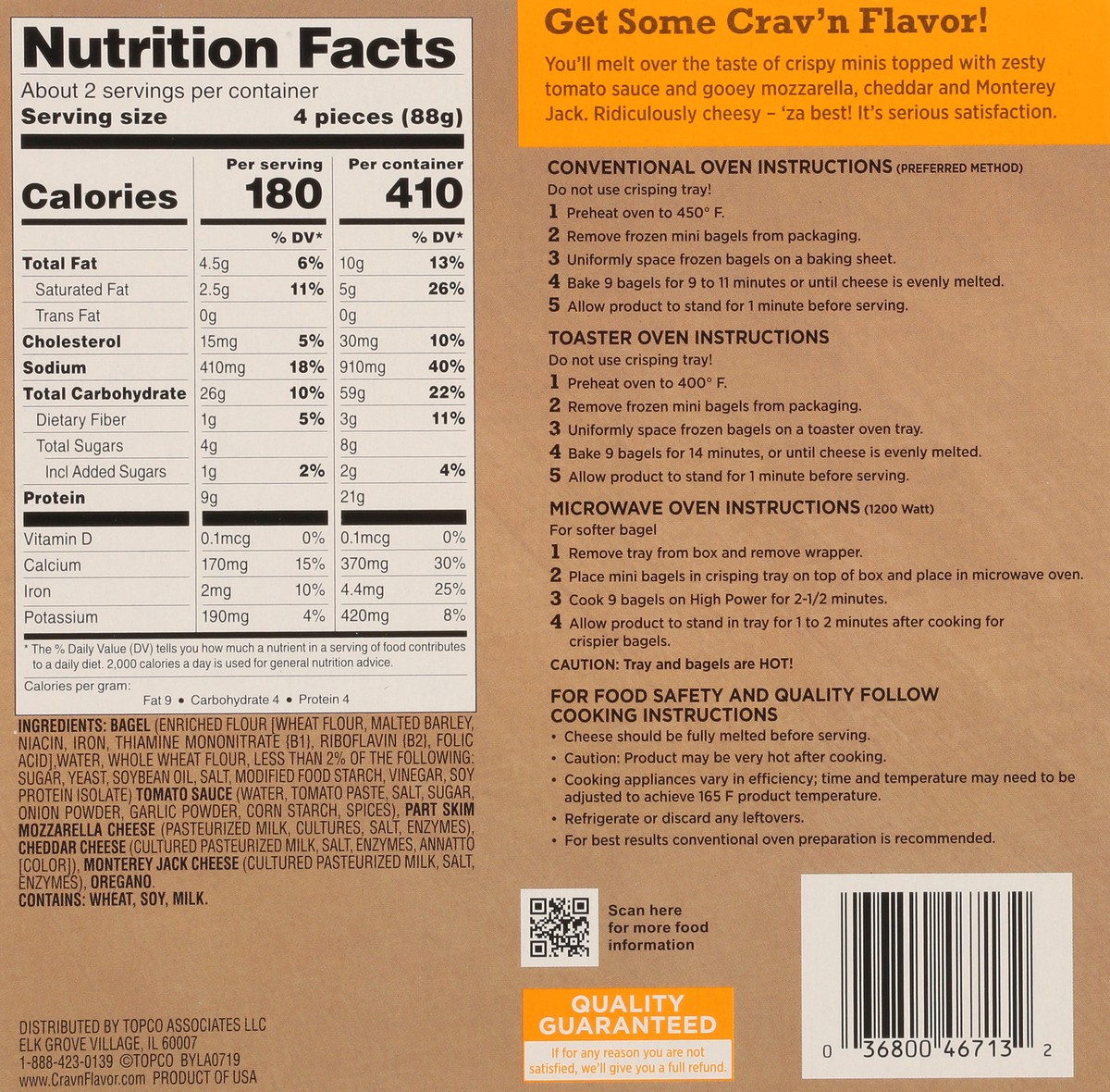 slide 13 of 15, Crav'n Flavor Three Cheese Mini Pizza Bagels 9 Each, 9 ct