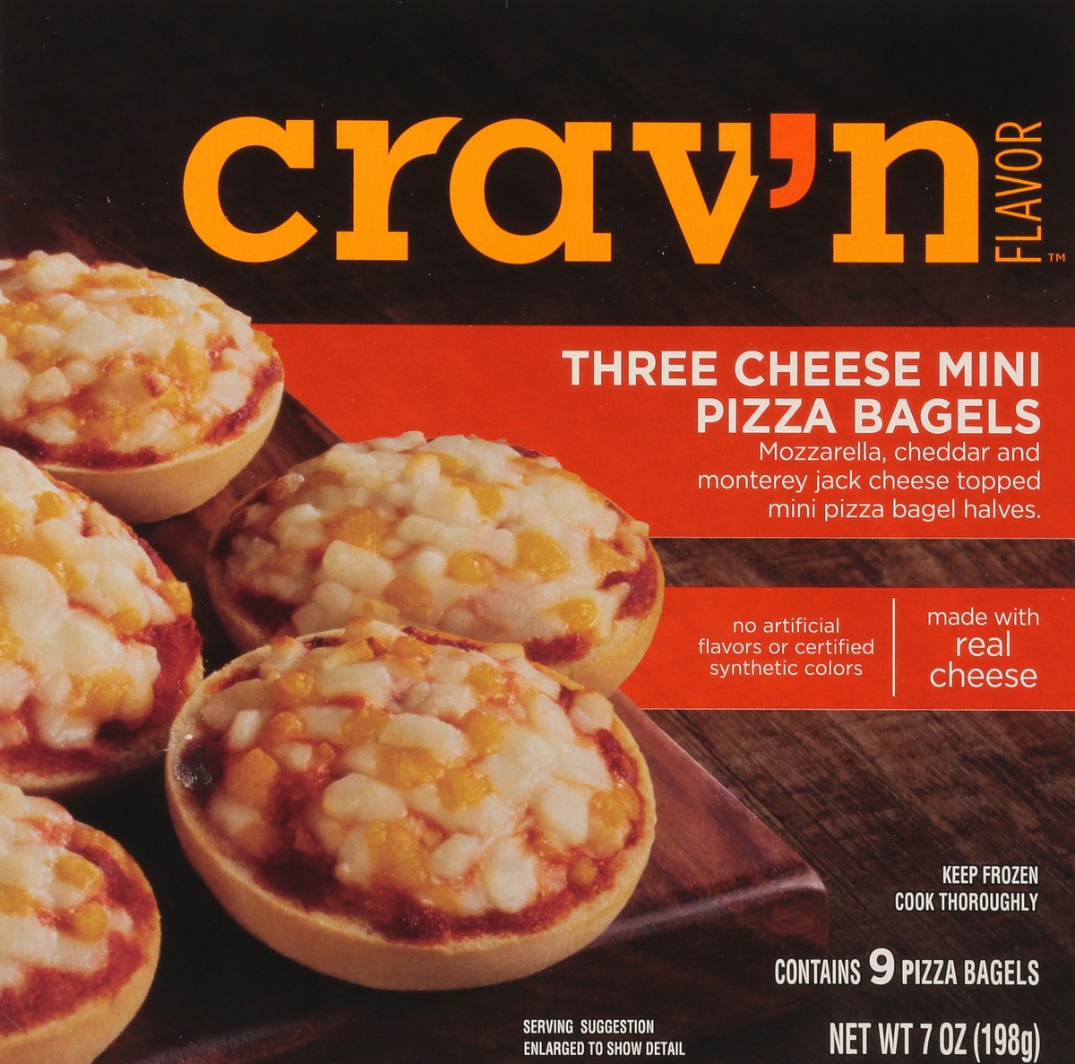 slide 6 of 15, Crav'n Flavor Three Cheese Mini Pizza Bagels 9 Each, 9 ct